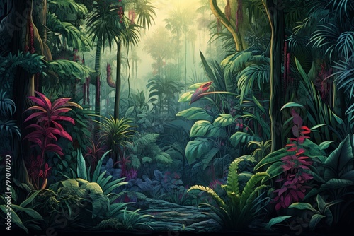 Lush Rainforest Canopy Gradient   Exotic Tropical Plant Nursery Website Header