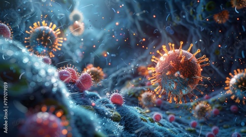 a computer generated image of a virus in a cell