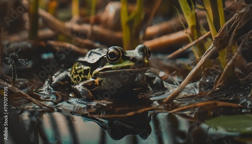 the northern leopard frog lithobates pipiens in the swamp photo