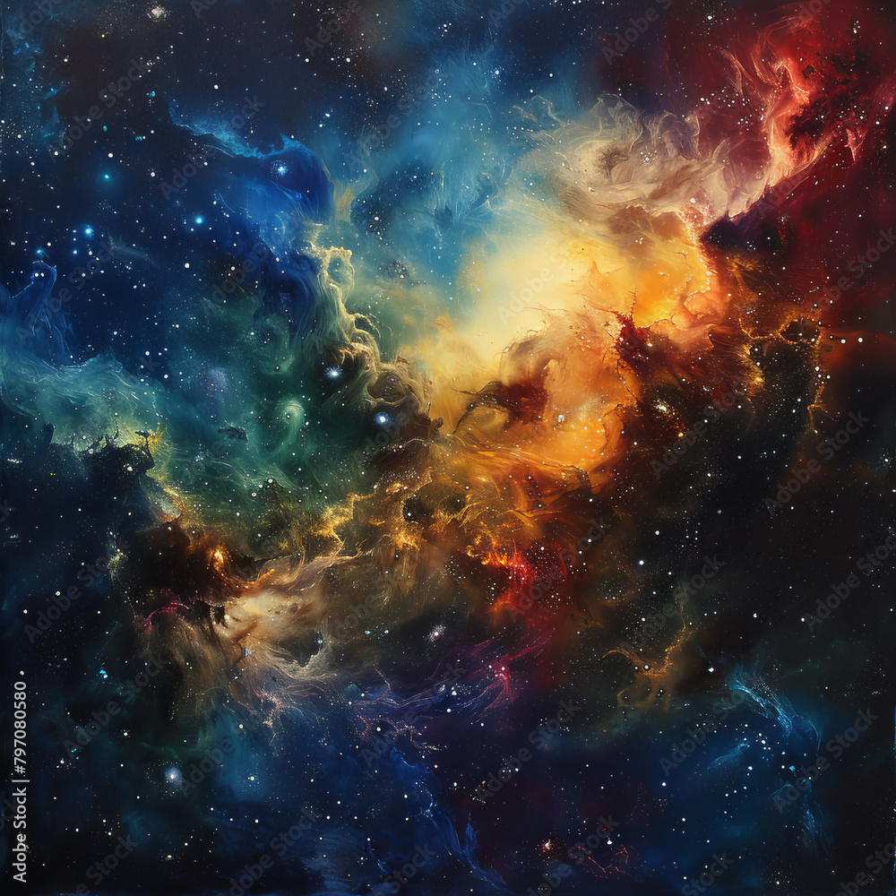 Naklejka premium Nebulous Realms Exploring the Mysteries of the Universe