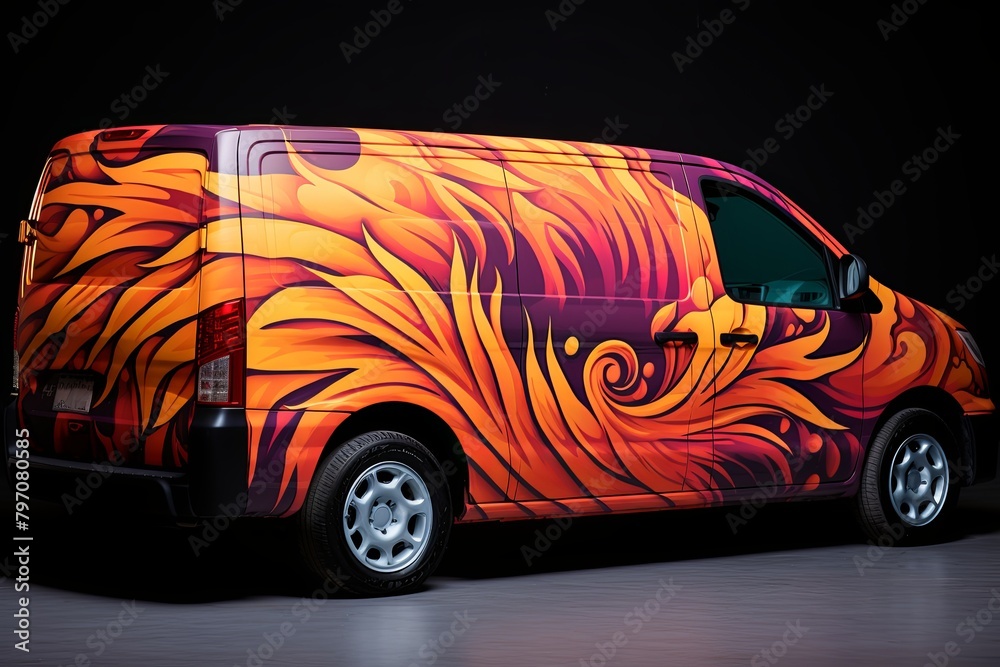 Mythical Phoenix Fire Gradients Car Wrap Design: Fiery Flames and ...