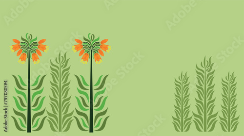 Minimalist vector ornamental composition with fritillary.