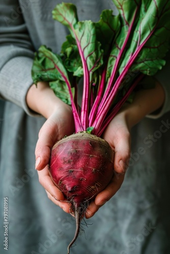a person is holding a beet in their hands