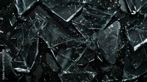 Shattered glass texture on dark surface