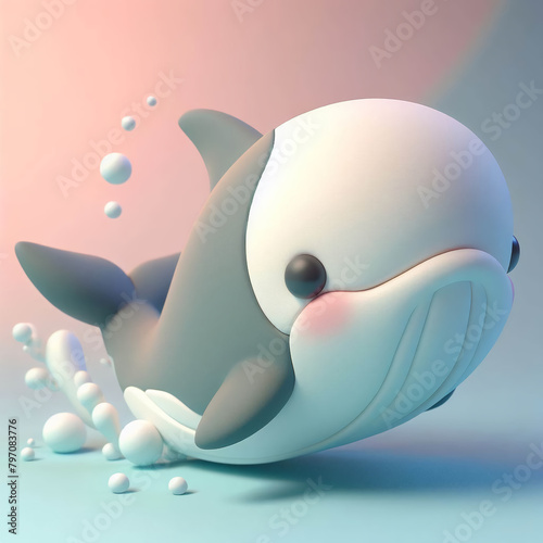 3d clay whale