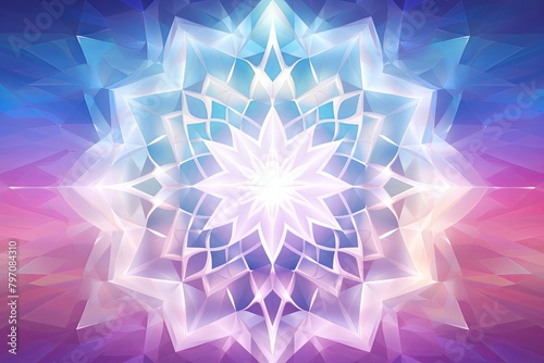 Crystal Gradients: Sacred Geometric Mindfulness Meditation Card Design