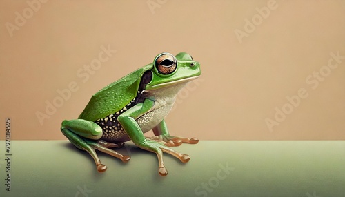 green frog on the pastel background 29 february leap year day concept