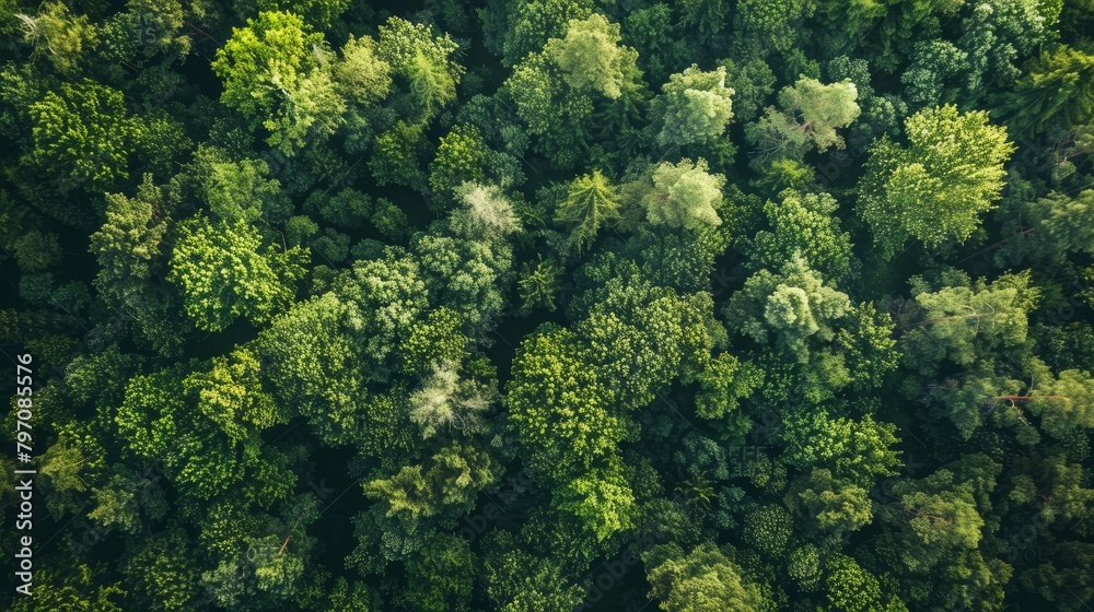Aerial Horizon View of Dense Forest, Conservation Area