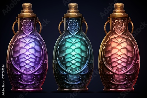 Translucent Dragon Scale Gradients - Magical Potion Bottle Label Design