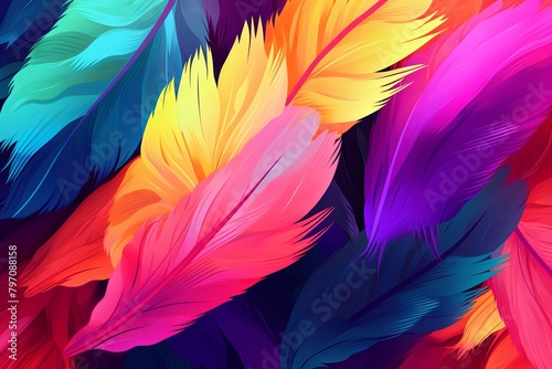 Vibrant Parrot Feather Gradients Exotic Bird Sanctuary Poster