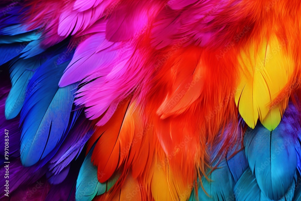 Obraz premium Parrot Feather Gradients Exotic Pet Care Guide: Vibrant Cover Design