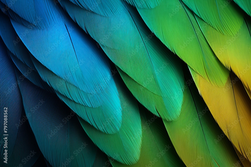 Obraz premium Vibrant Parrot Feather Gradients Rainforest Home Decor Visual