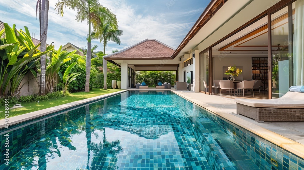 real estate luxury exterior design pool villa with interior design ...
