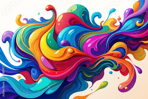 Abstract swirls of colored ink spreading across a white canvas, their fluid forms and vibrant hues creating  composition