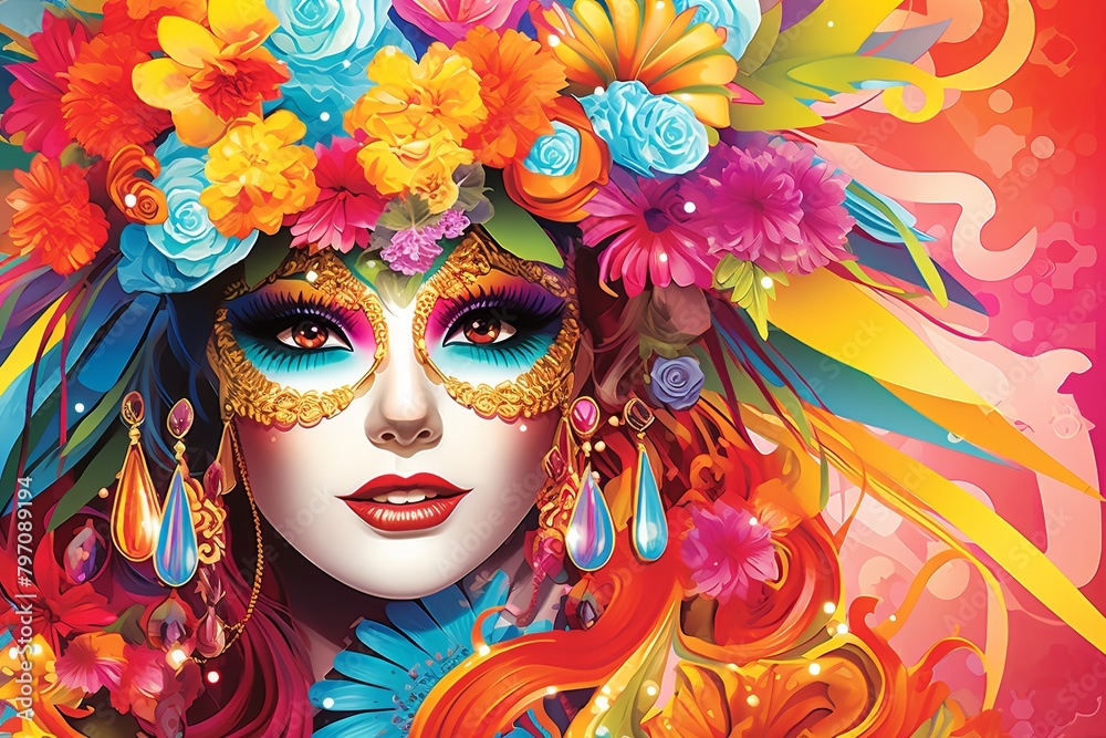 Vibrant Venetian Carnival Gradients Festive Costume Catalog Cover