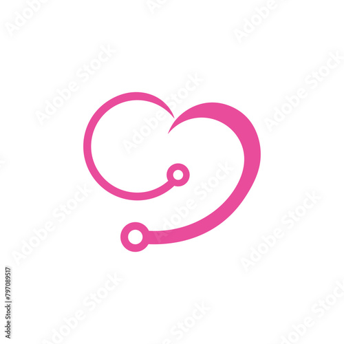 love technology, circle logo vector icon concept