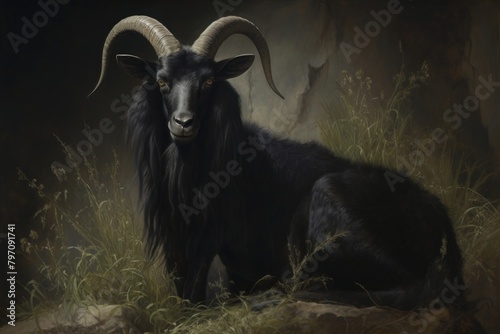 A black goat livestock animal mammal.