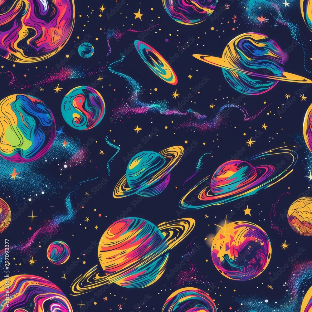 seamless pattern with planets seamless pattern with planets