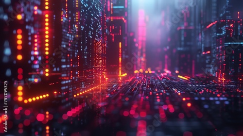 a futuristic city with neon lights