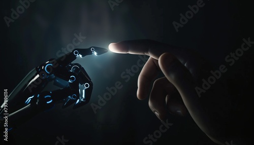 Human and robot hand about to touch
