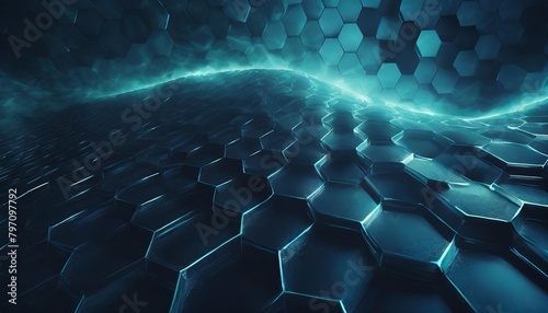 abstract technology concept background with hexagonal structure high tech honeycombs wave photo