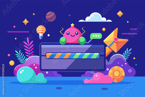 loading screen featuring a playful animation that morphs into the desired content.