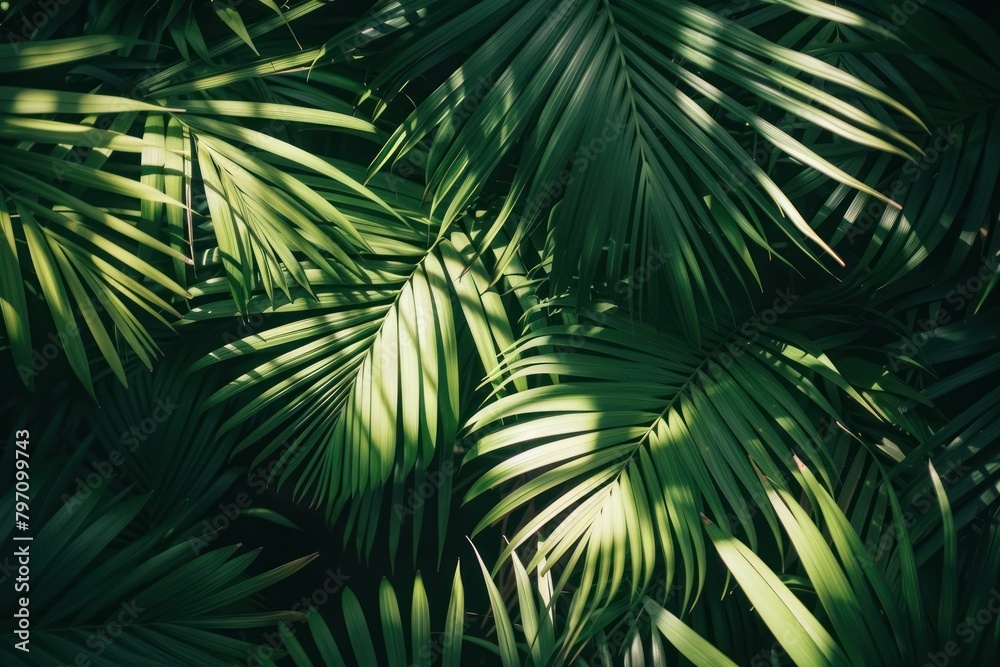 Palm leaves nature green vegetation.