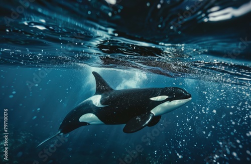 Orca Swimming Gracefully Underwater