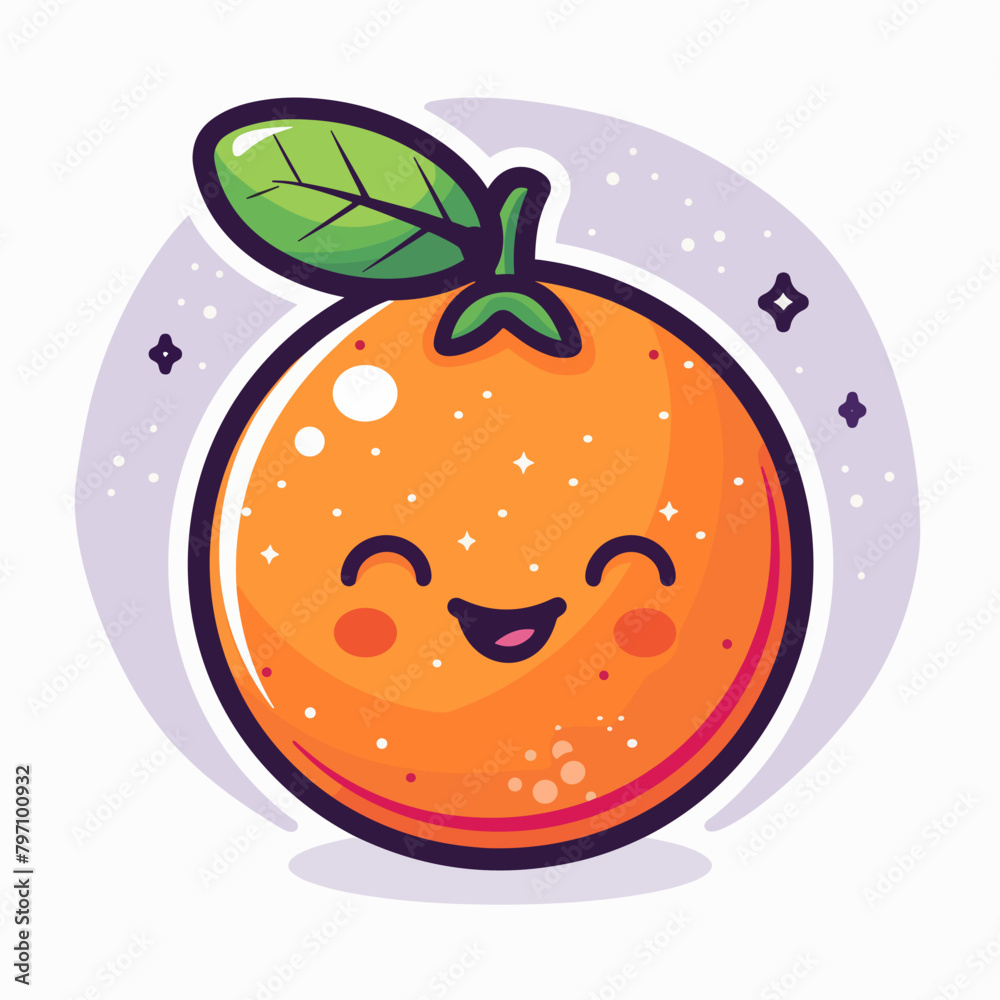 Obraz premium Cute orange fruit character. Vector illustration in flat cartoon style.