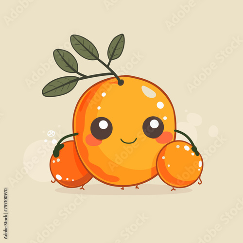 Cute sea buckthorn character. Vector flat cartoon kawaii illustration