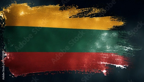 lithuanian flag with grunge texture brush stroke photo