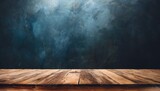 empty top of rustic wooden table on wooden floor with dark grunge wall background for product display high quality photo