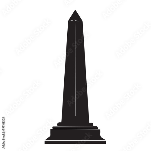 Obelisk in cartoon, doodle style . Image for t-shirt, web, mobile apps and ui. Isolated 2d vector illustration in logo, icon, sketch style, Eps 10, black and white. AI Generative