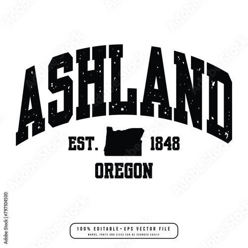 Ashland text effect vector. Editable college t-shirt design printable text effect vector photo