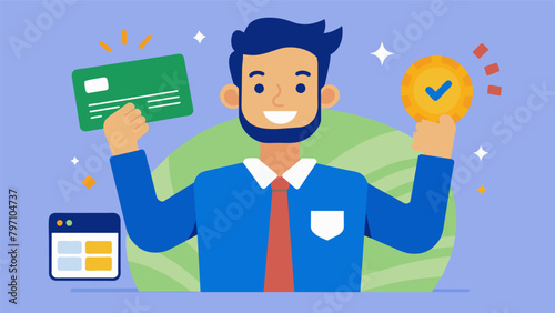 A man proudly shares his success in repairing his credit score by responsibly using a secured credit card and paying off his balances on time.