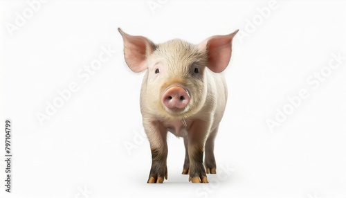 pig isolated on white background with shadow organic food organic pork organic pig farming concept © Jaelynn