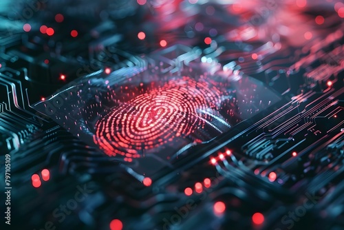 Enhancing Security Against Cyber Crime with Advanced Digital Fingerprint Scanning. Concept Cybersecurity, Digital Fingerprint Scanning, Data Protection, Threat Detection, Crime Prevention