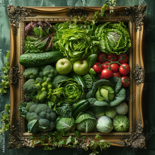 composition of green vegetables  concept of healthy eating and organic vegetables