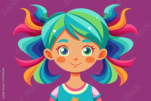 A girl with a playful, colorful hairstyle