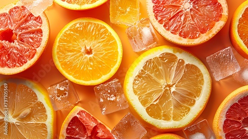  slice of citrus with ice cubes