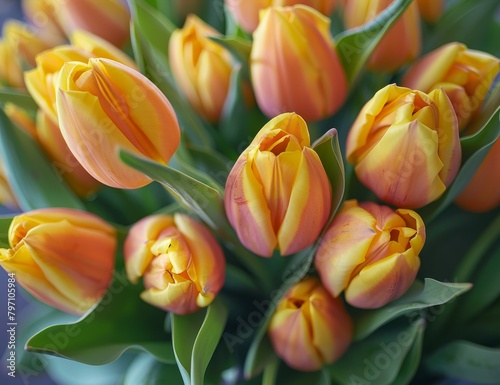 Vibrant Yellow Tulips in Full Bloom