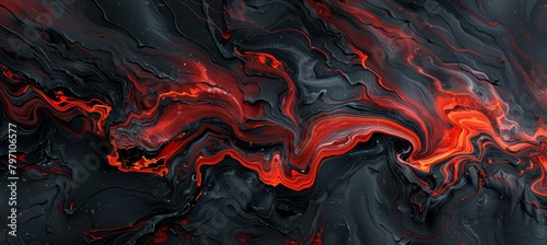 Abstract red and black fluid art texture