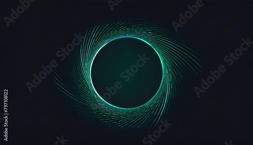 abstract circle round frame by lines wavy flowing blue green gradient isolated on black background vector in concept modern technology science music