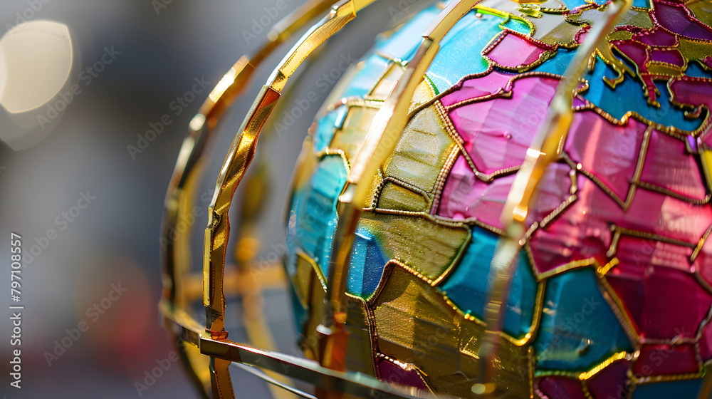 A multicolored metal globe. symbolizing the infinite opportunities of multiculturalism and independence for international friendship month. 
