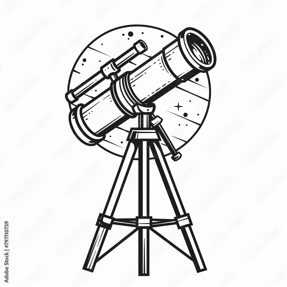 telescope on a white background - obrazy, fototapety, plakaty 