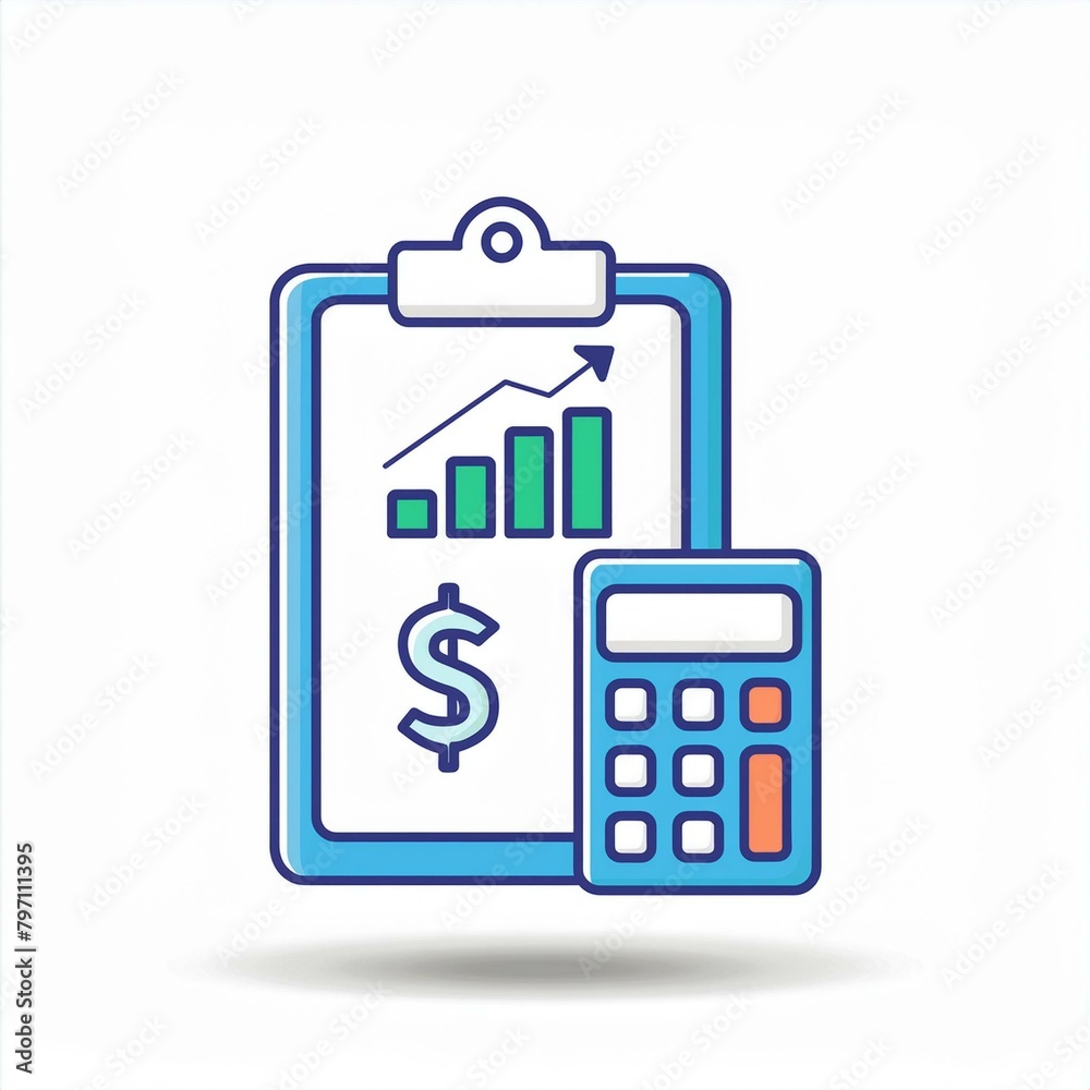 Clipboard, chart, and money icon. The concept of budget management in personal finance Clipboard, chart, and money icon. The concept of budget management in personal finance