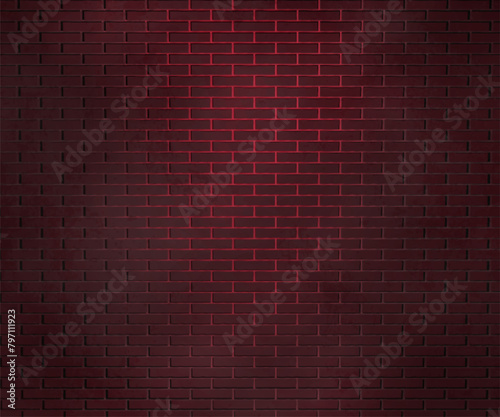 Red Lights Brick Wall. Spooky Halloween Background.