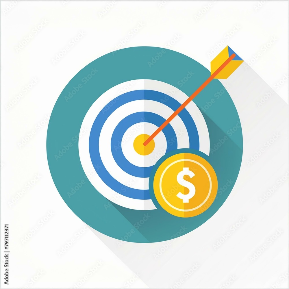 A target and a dollar sign. The concept of financial goal in personal finance. A target and a dollar sign. The concept of financial goal in personal finance.
