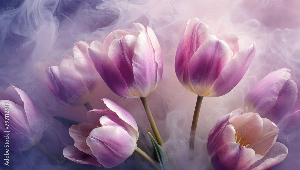 Fototapeta premium Fiori di tulipano rosa. Fondo floreale astratto, decorazione
