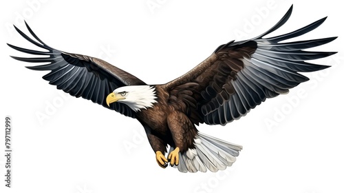 3D rendering of a bald eagle isolated on white background. Computer generated illustration.